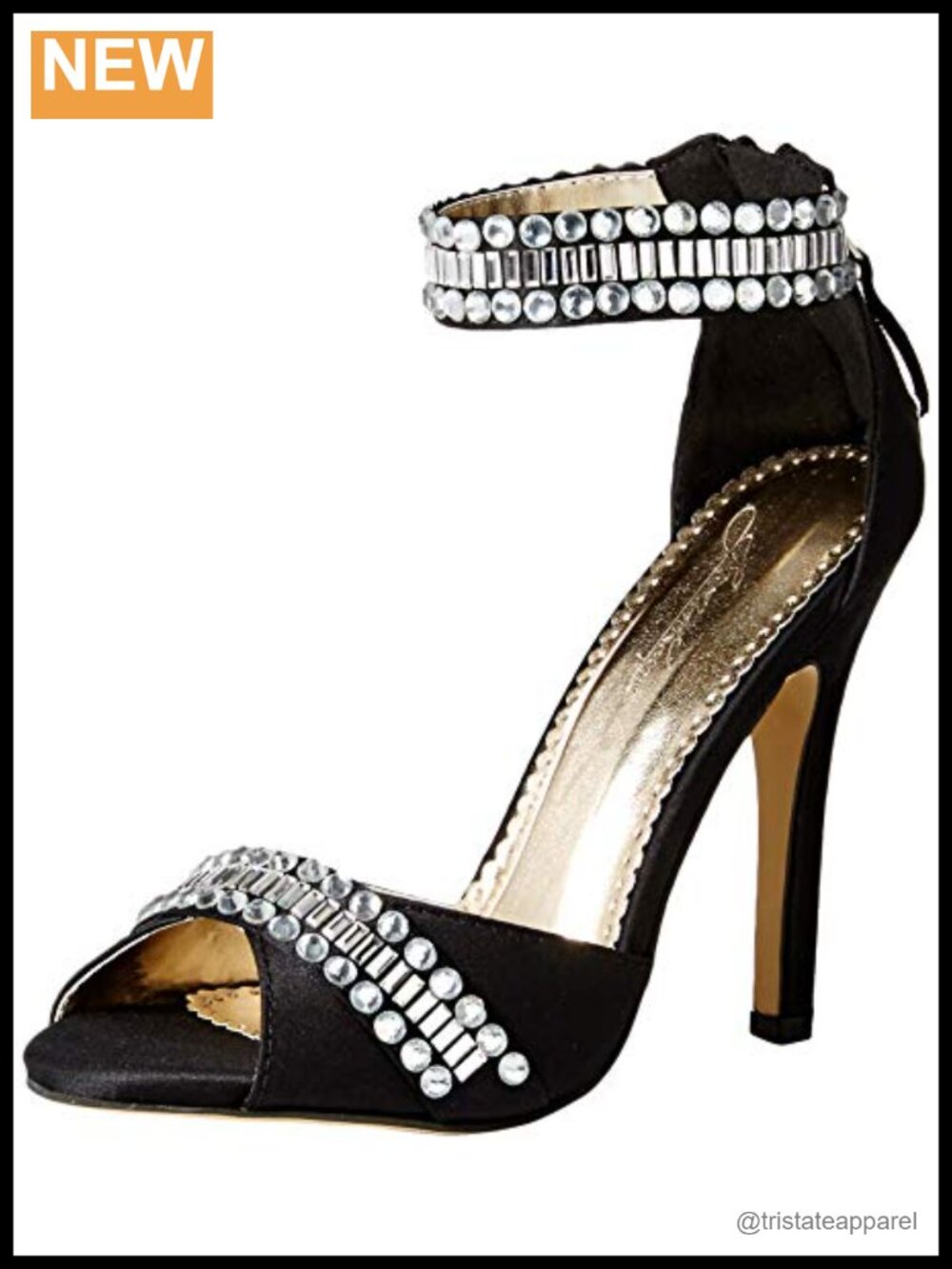 Embellished Rhinestone Ankle Strap Stiletto Heel Sandals for Wedding